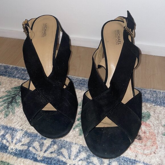 Well Worn Black Velvet Sandal Heels – Michael Kors - Picture 1 of 4
